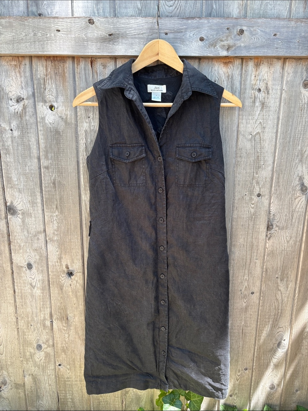 100% Linen Brooks Brothers 346 Midi Shirt Dress Size 4